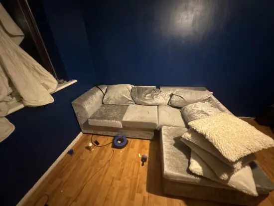 Silver Crushed Velvet Corner Sofa – Seats 4–5 Furniture Village