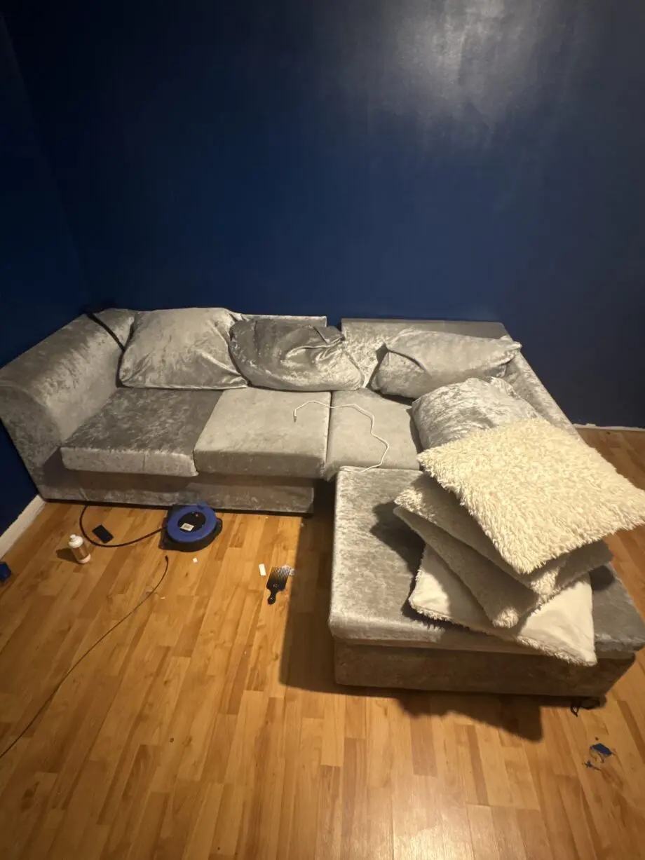 Silver Crushed Velvet Corner Sofa – Seats 4–5 Furniture Village