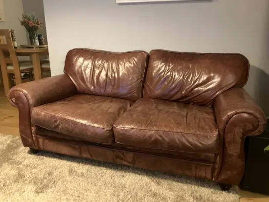 Brown Leather 3 Seater Sofa