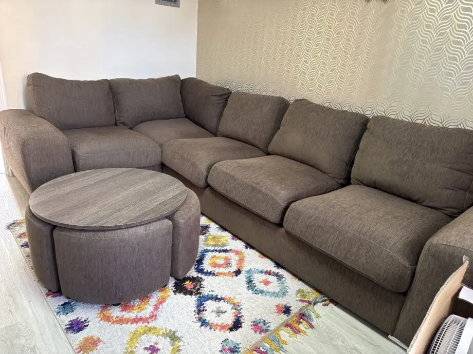 5 seater corner sofa from FM store Newport comes with 4 setties and round table