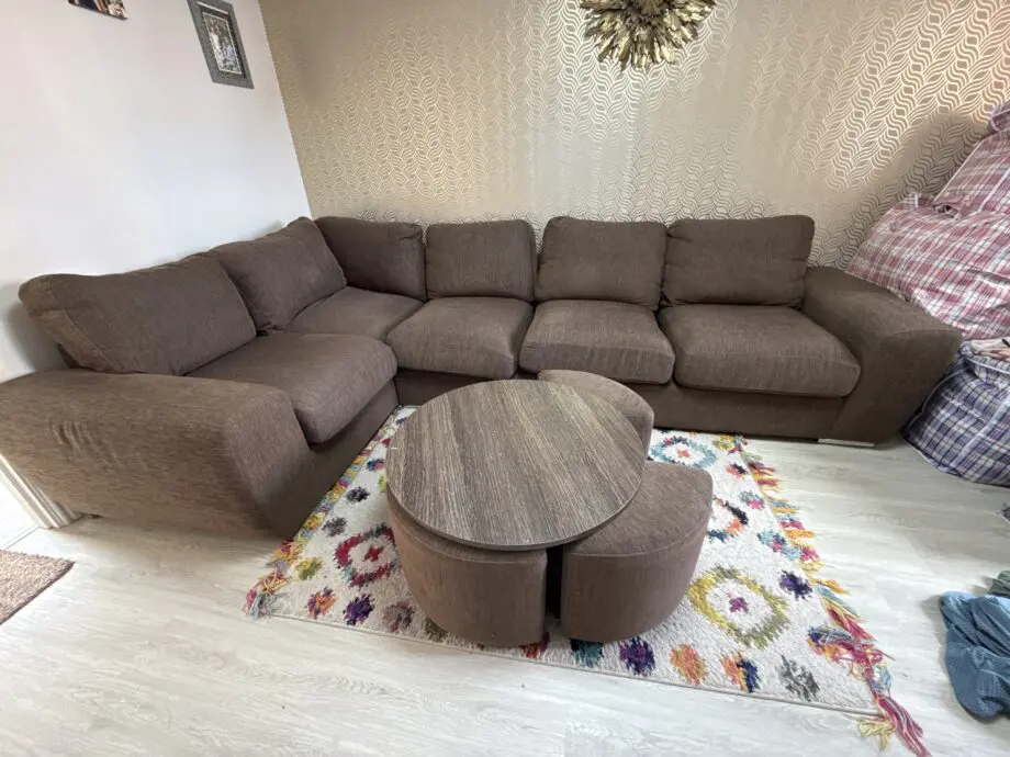 5 seater corner sofa from FM store Newport comes with 4 setties and round table