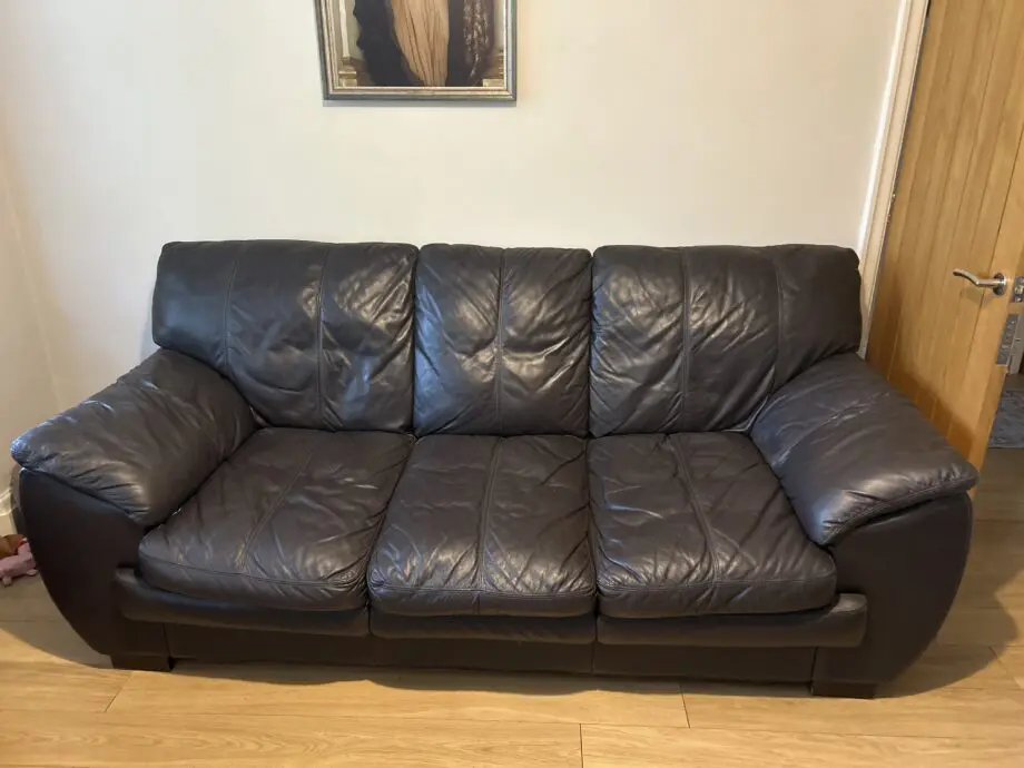 DFS Brown Leather three piece suite