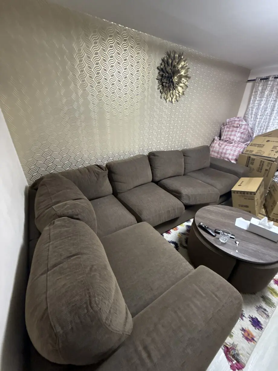 5 seater corner sofa from FM store Newport comes with 4 setties and round table