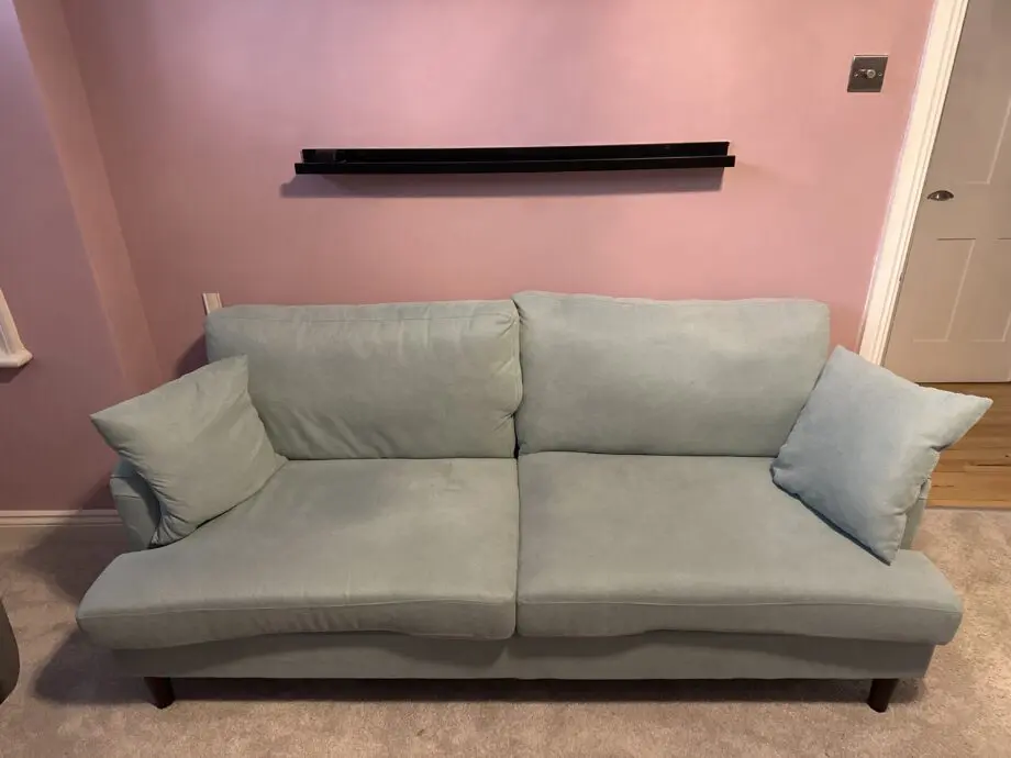 Daals Mint Green 3-Seater Mint Soft Brushed Sofa with Antique Brass Castor Legs