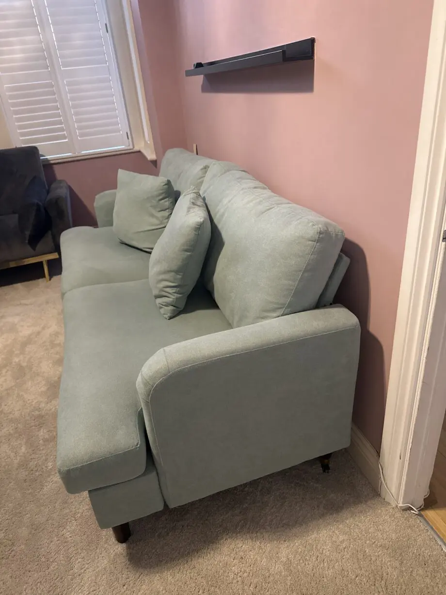 Daals Mint Green 3-Seater Mint Soft Brushed Sofa with Antique Brass Castor Legs