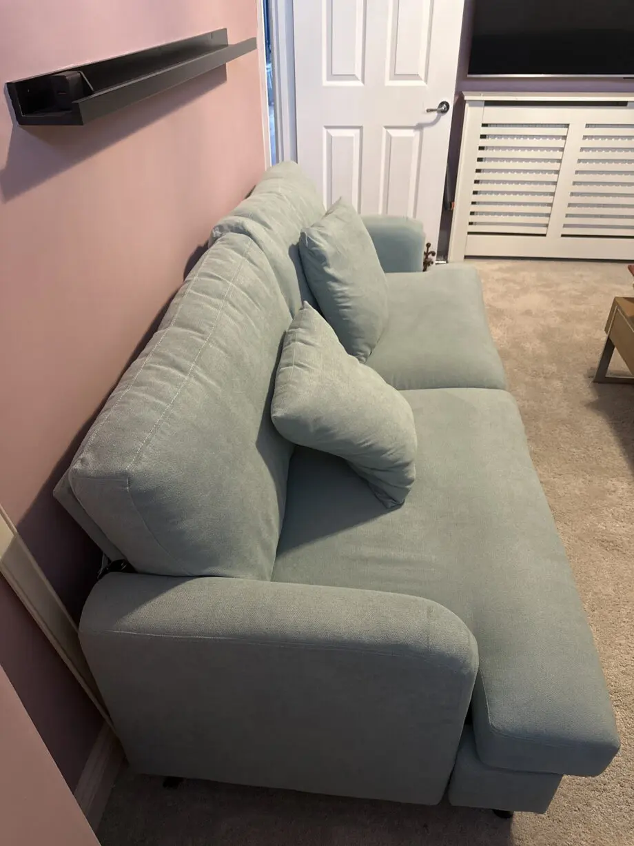 Daals Mint Green 3-Seater Mint Soft Brushed Sofa with Antique Brass Castor Legs