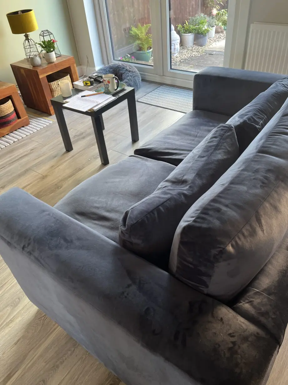 Marks and Spencer navy velvet 2 seater sofa