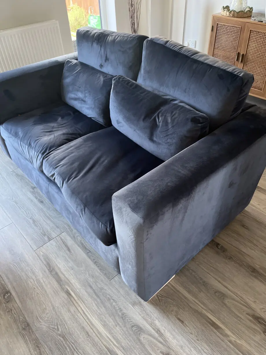 Navy velvet Marks and Spencer’s 2 seater sofa