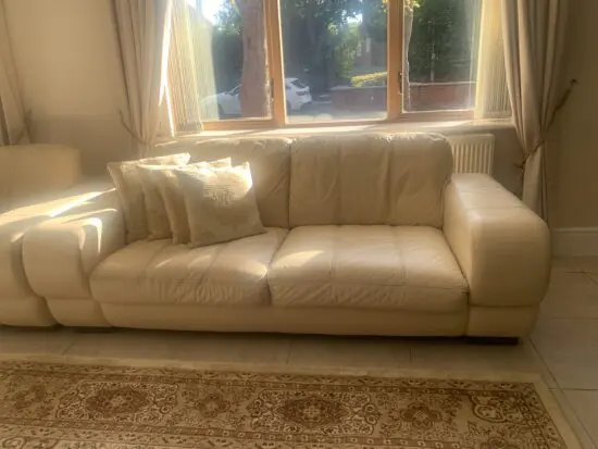 John Lewis leather sofa in cream colour