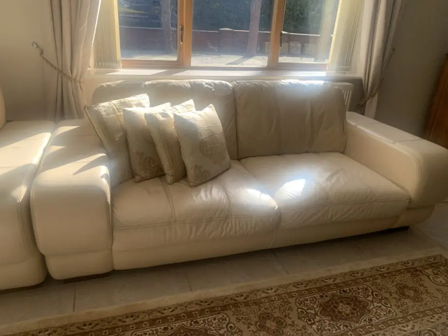 John Lewis leather sofa in cream colour