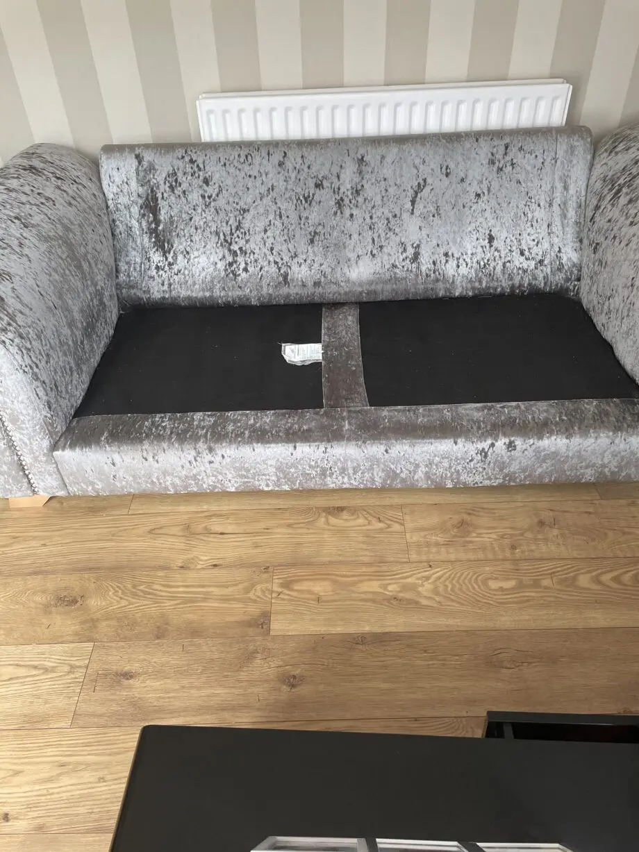 DFS 3 seater + 2 seater, crushed velvet, silver/ grey