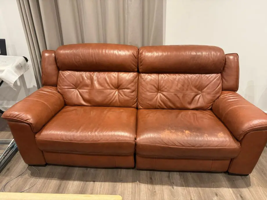 DFS Brown leather Recliner 3 Seater Sofa