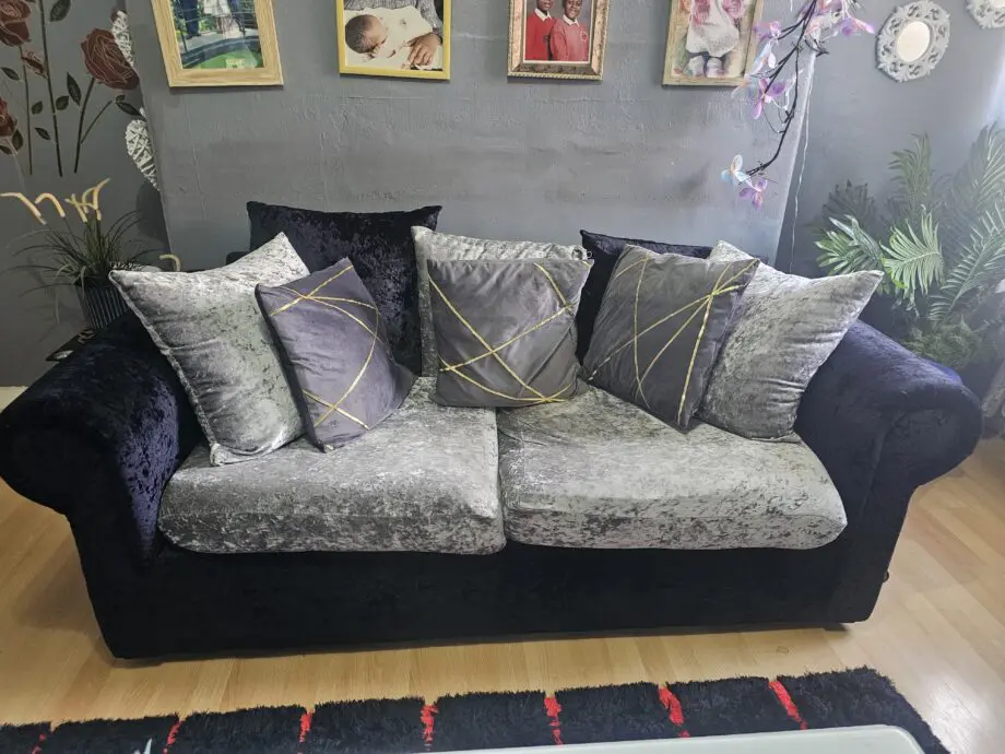 Grey and black sofa