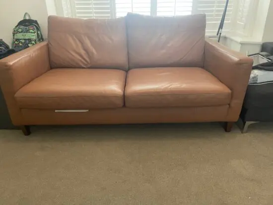 John Lewis 2 Seater leather Sofa Tan