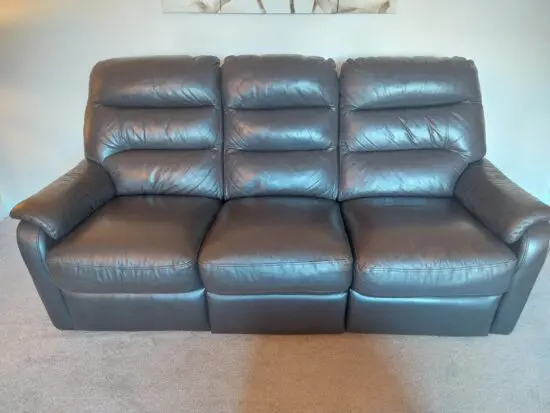 2 x DFS 3 Seater Chocolate Brown Leather reclining sofas