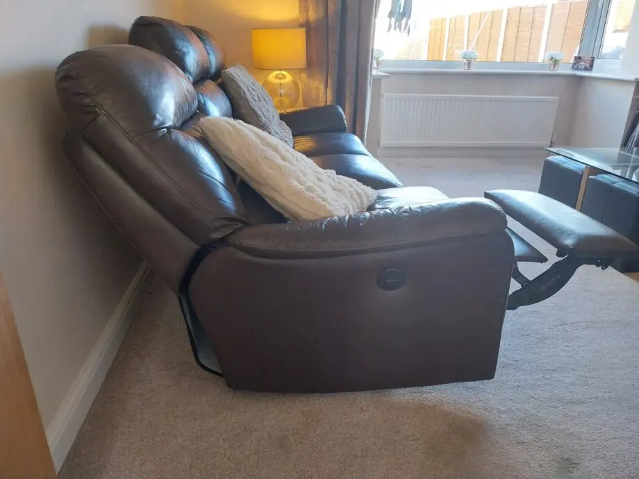 2 x DFS 3 Seater Chocolate Brown Leather reclining sofas