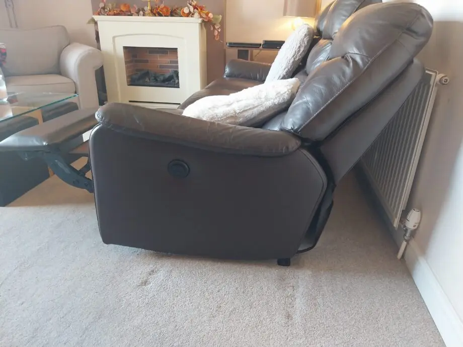2 x DFS 3 Seater Chocolate Brown Leather reclining sofas