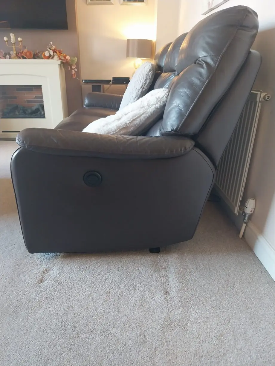 2 x DFS 3 Seater Chocolate Brown Leather reclining sofas