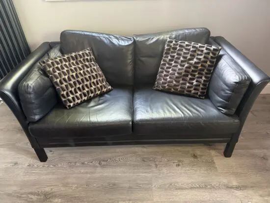 Classic Mogens Hansen Danish 2 Seater Sofa - Black Leather