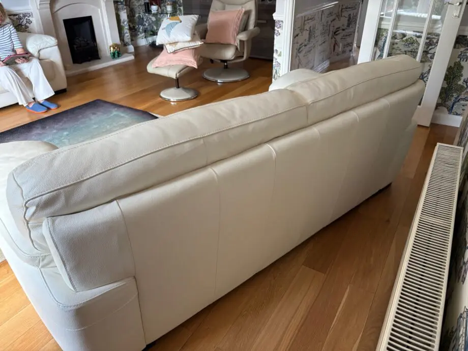 cream leather 3 seater sofa