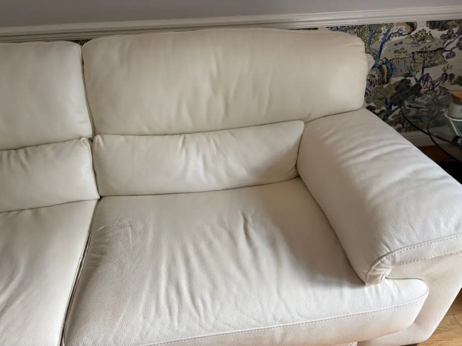 cream leather 3 seater sofa
