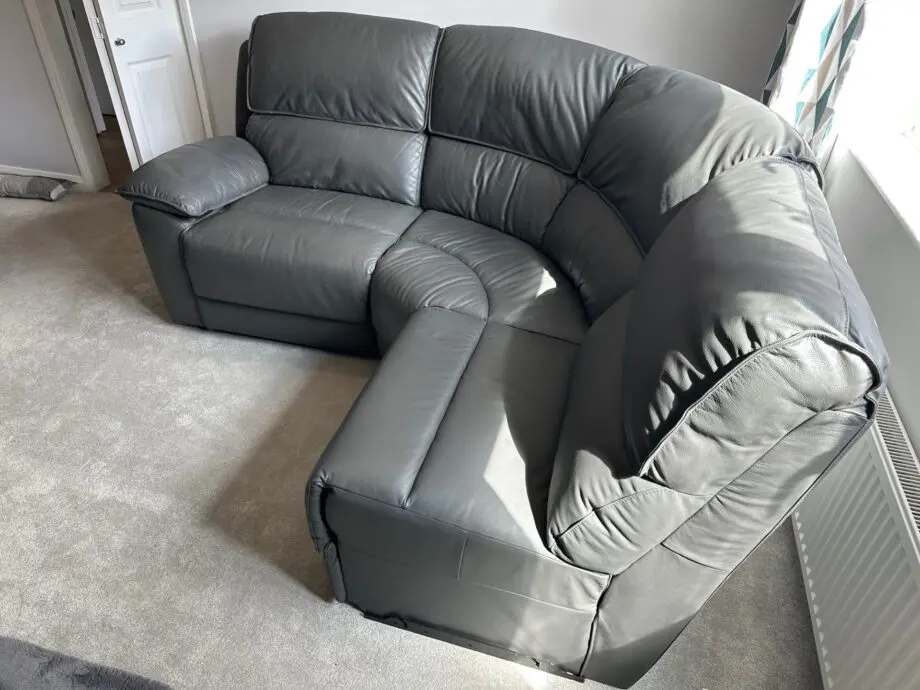 3-piece dark-grey reclining leather corner sofa - Goodwood Oak Furniture Land