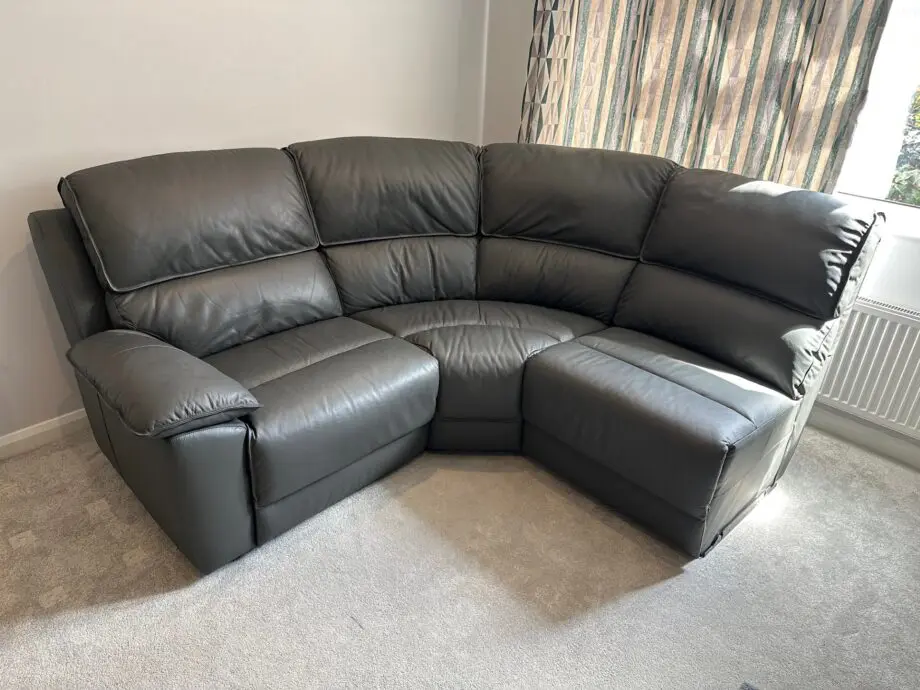 3-piece dark-grey reclining leather corner sofa - Goodwood Oak Furniture Land