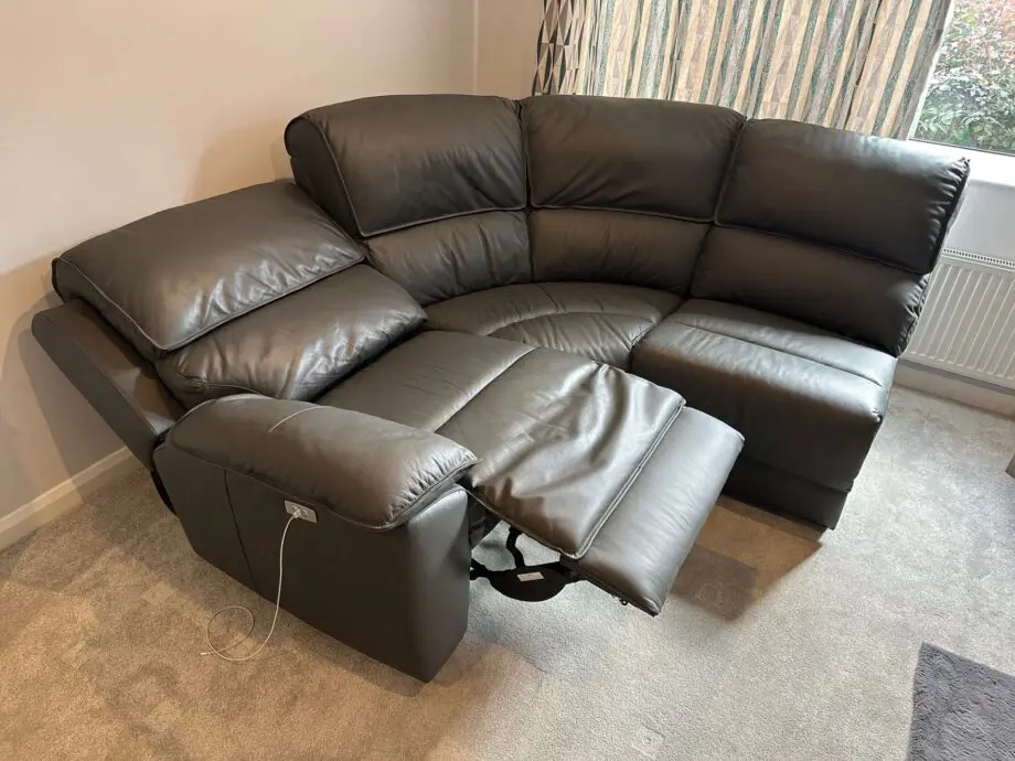 3-piece dark-grey reclining leather corner sofa - Goodwood Oak Furniture Land