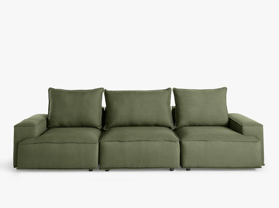 John Lewis Border Grand 4 Seater Sofa, Dark Leg, Relaxed Linen Olive