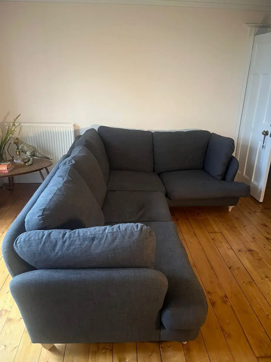 Loaf large right hand smithy corner sofa in welly boot clever woolly fabric