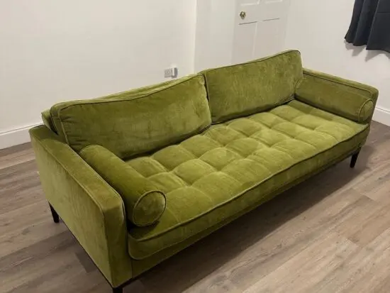 Swyft Model 02 3 seater sofa and Ottaman in Moss Green