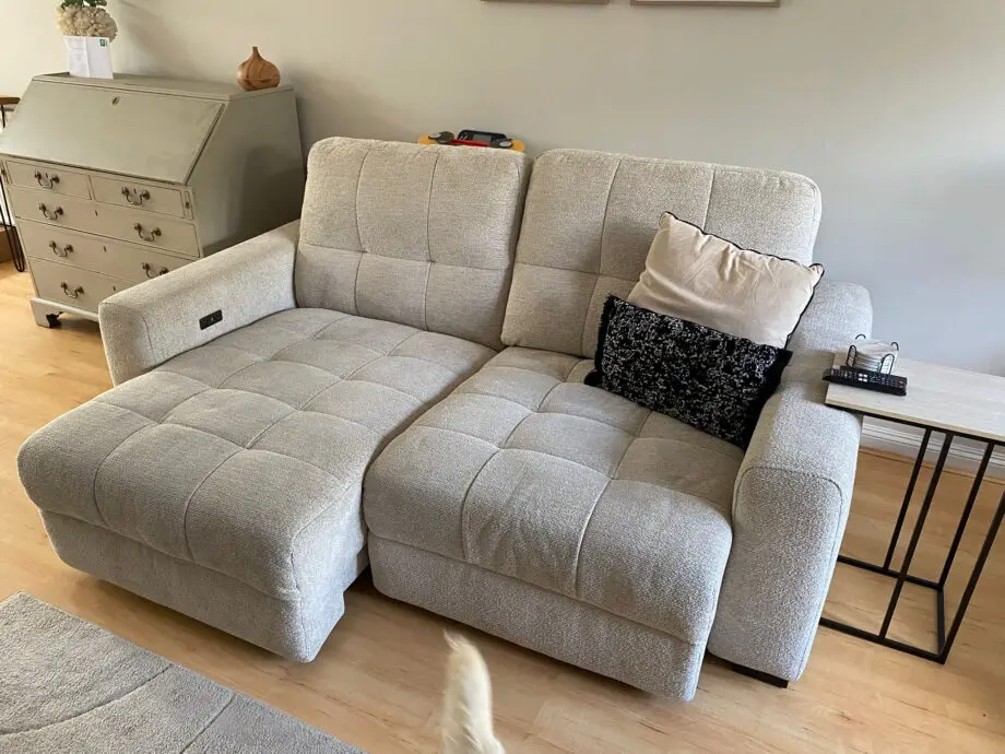 Dfs beige/oatmeal 3 seater slider sofa and armchair set