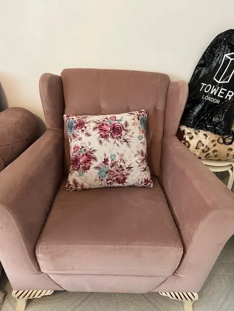 Beautiful Blush Pink Velvet Sofa Set – Great Condition