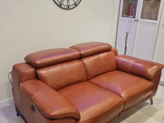 Sofology tan real leather power recliner sofa