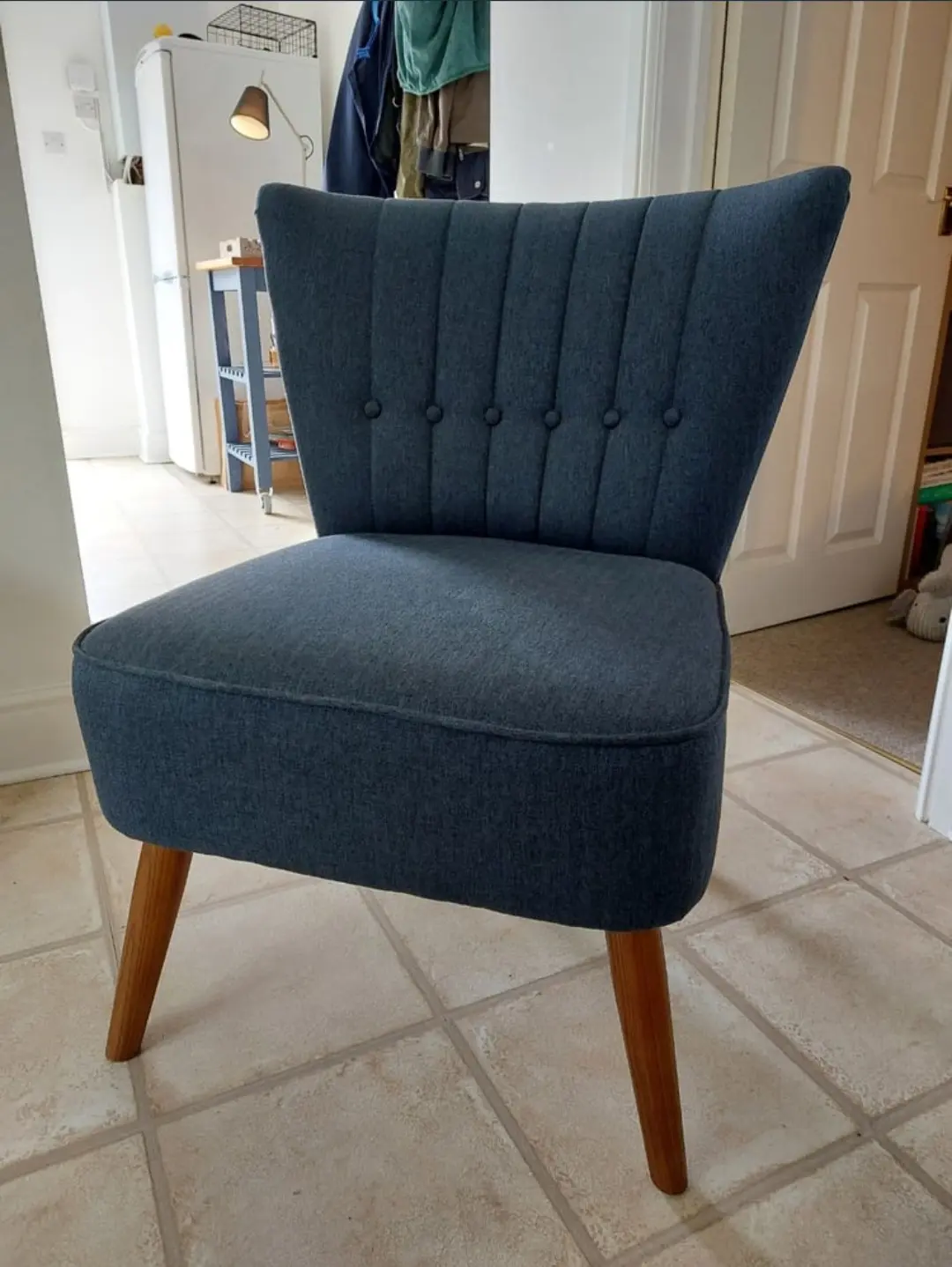 Pair of Dunelm Blue Herringbone Accent Chairs