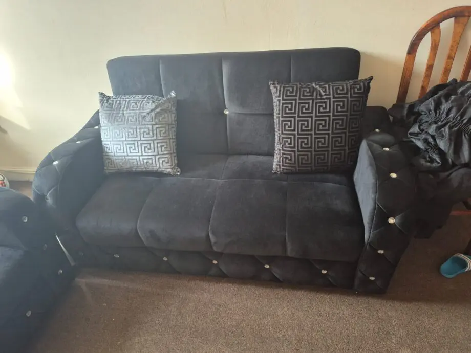 Plush Black 3+2 Seater Sofa beds