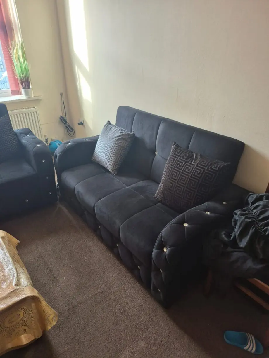 Plush Black 3+2 Seater Sofa beds