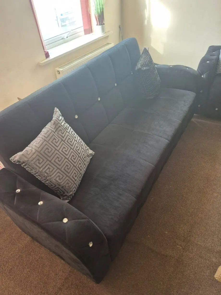 Plush Black 3+2 Seater Sofa beds