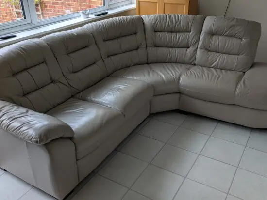DFS beige leather corner settee