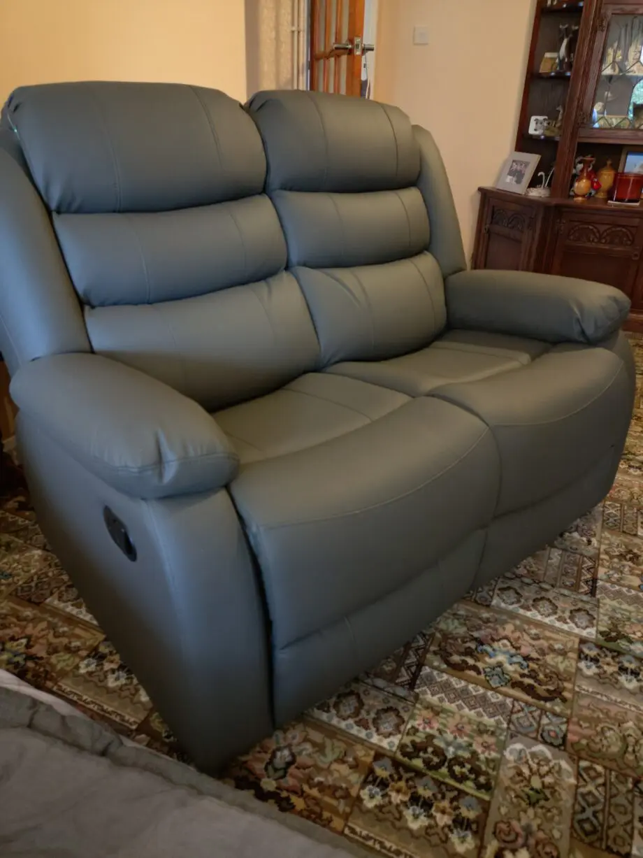 Suite World Leather 3 & 2 seater recliner sofas plus 2 storage footstools