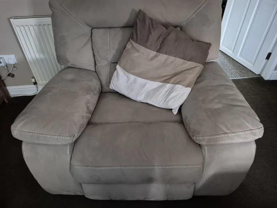Reclining sofa and chair with storage foot stool