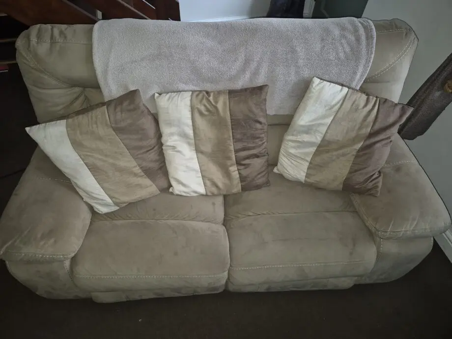 Reclining sofa and chair with storage foot stool