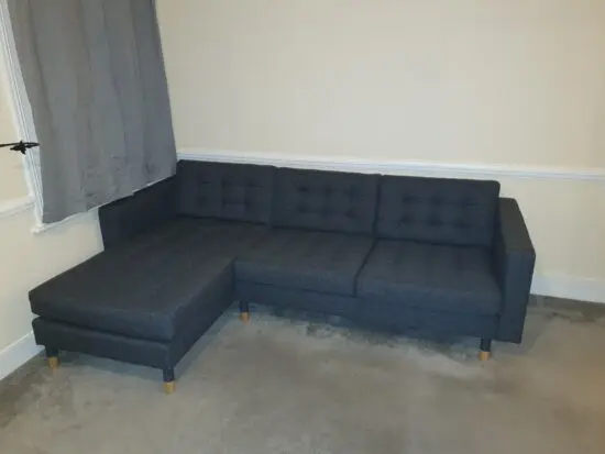 Ikea LANDSKRONA 3-seat sofa, with chaise longue/Gunnared dark grey/wood