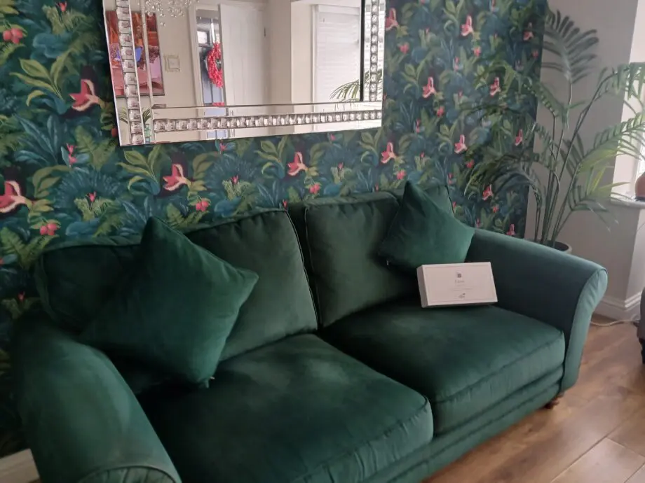 Dfs dark green 3 seater sofa