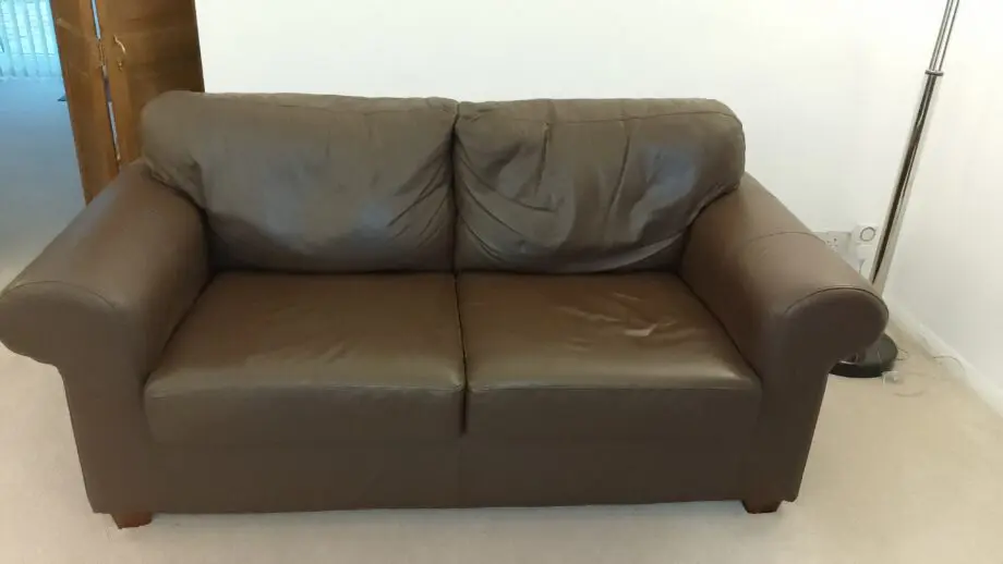 Brown IKEA leather sofas x2
