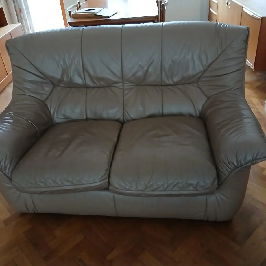 2 seater leather beige sofa