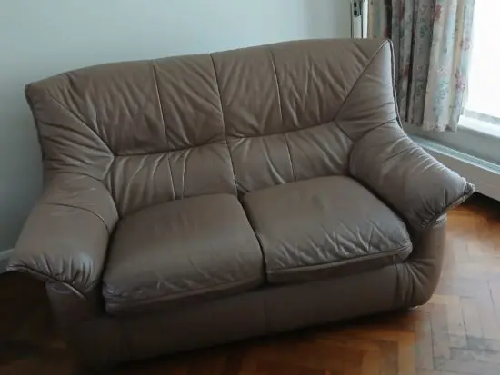 2 seater leather beige sofa