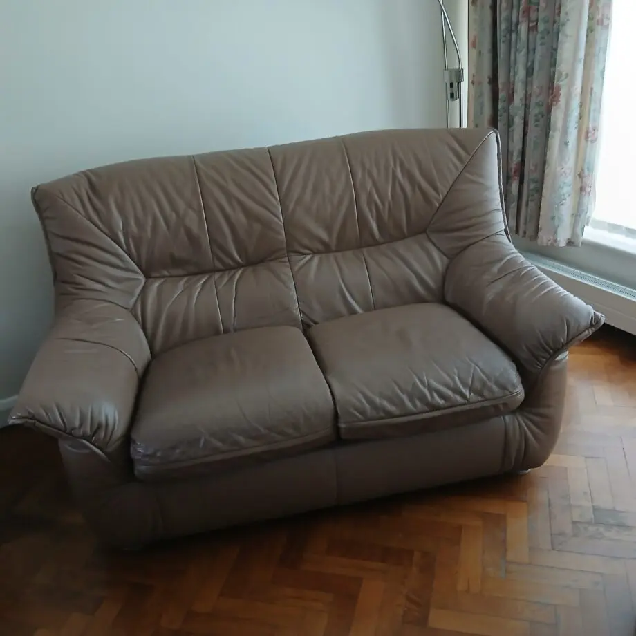 2 seater leather beige sofa