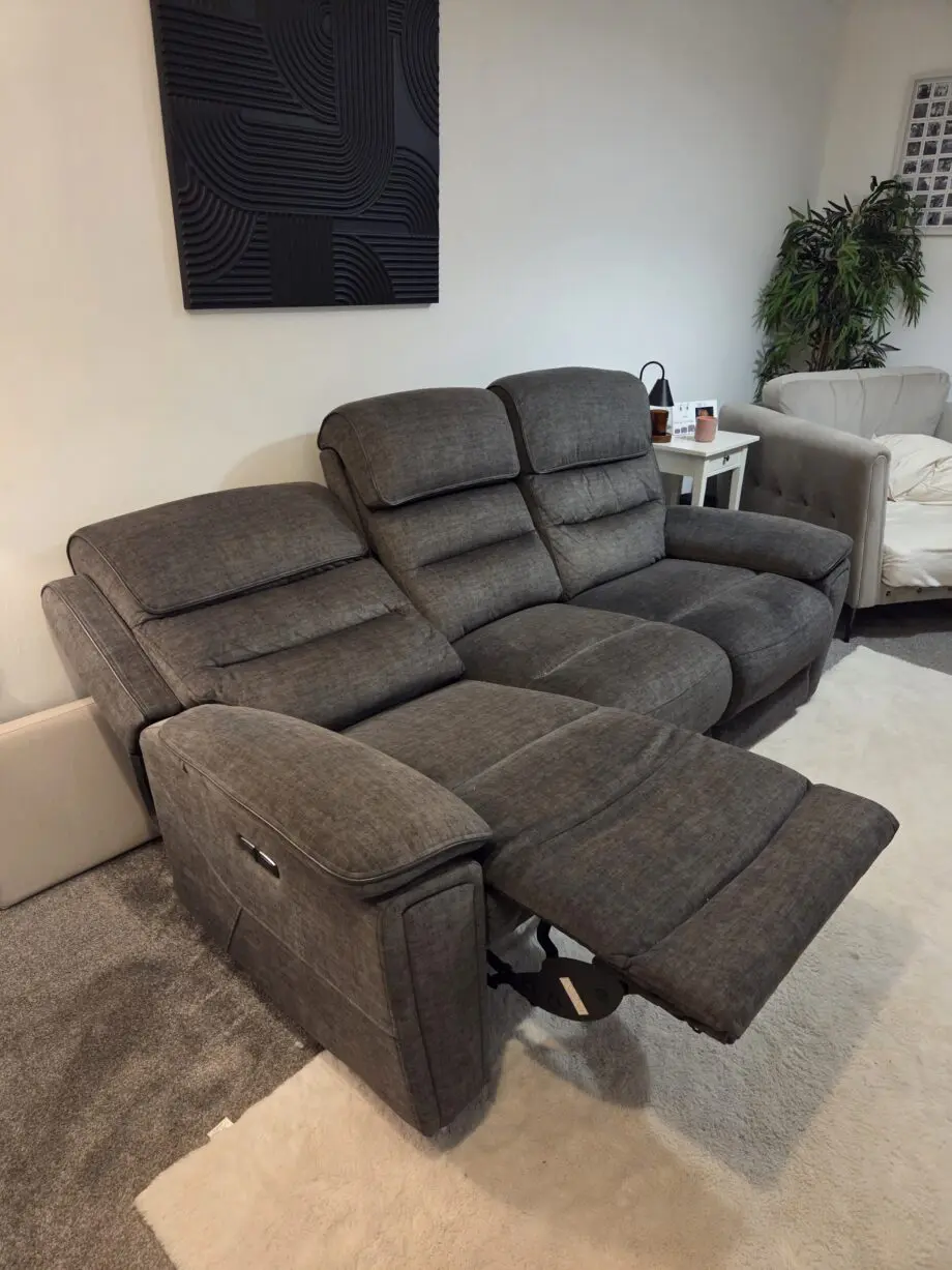 Dfs lawson 3 seater power recliner and table.