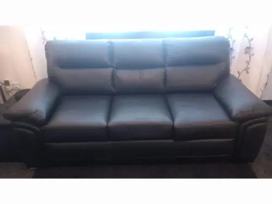 3 seater black faux leather sofa